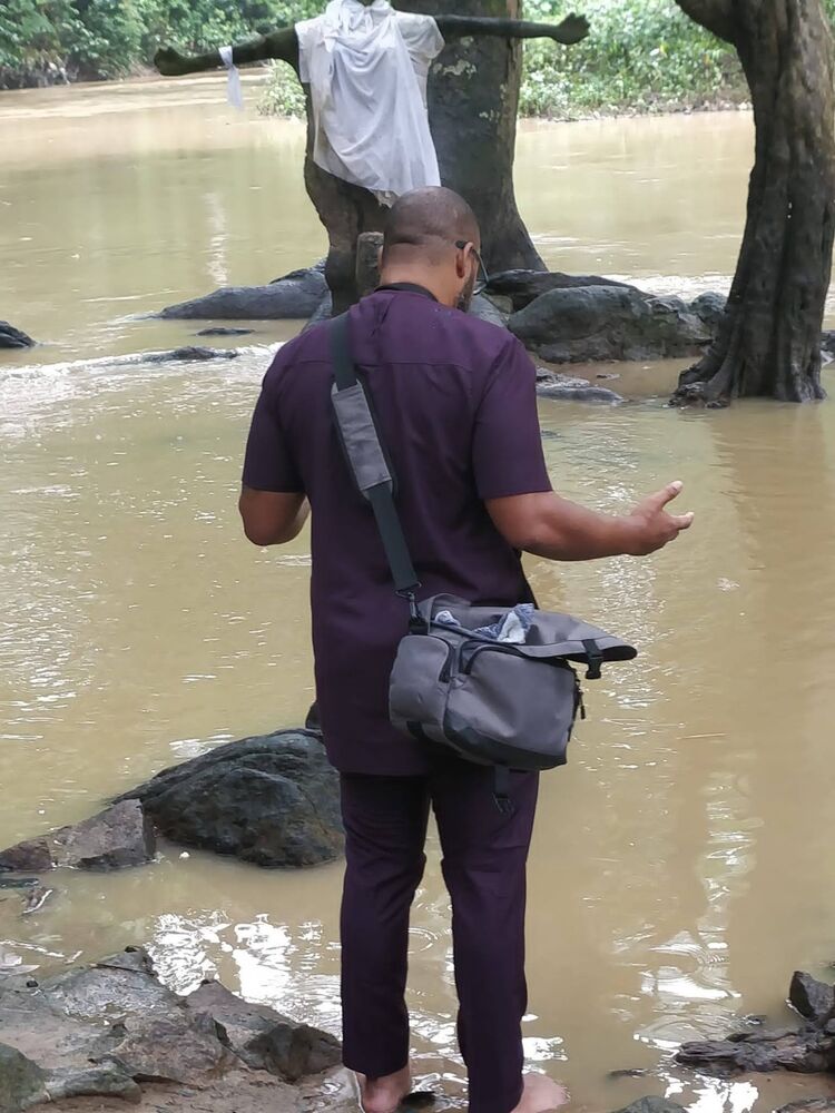 Eli at the Osun River in Osogbo
